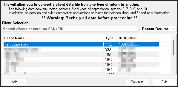 Image of Client selection